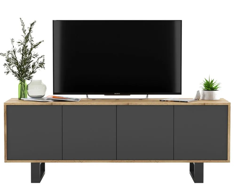 Szafka RTV NILA 7 dąb wotan/grafit mat loft I sklep meblowy MIRAT. styl LOFT kolekcja NILA