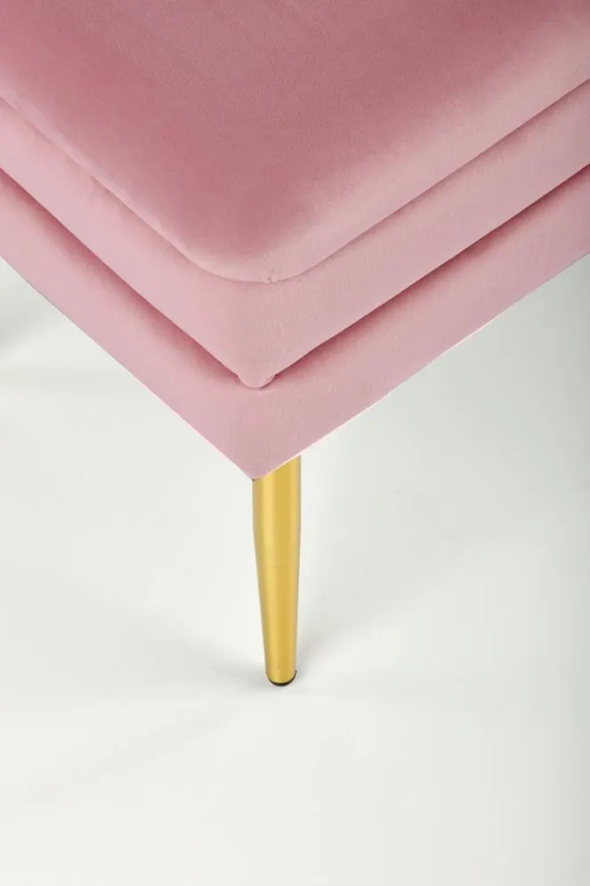 Ławka VELVA VELVET różowa ze złotymi nogami | MIRAT. styl GLAMOUR