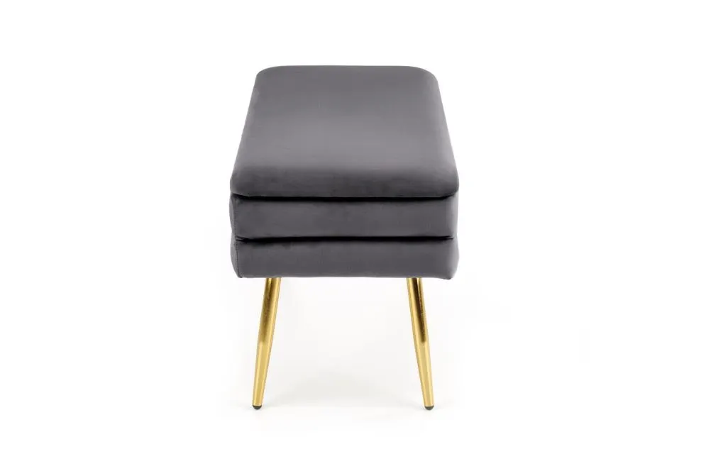 Ławka VELVA VELVET szara ze złotymi nogami | MIRAT. styl GLAMOUR