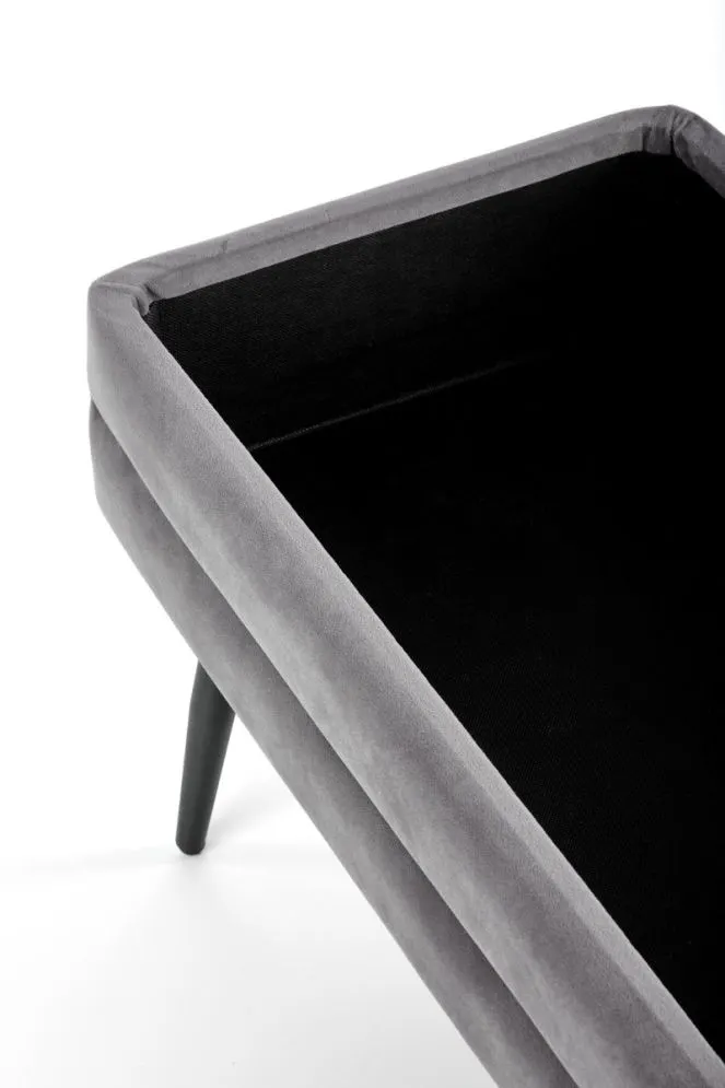 Ławka VELVA VELVET szara z pojemnikiem w stylu loft | MIRAT. styl LOFT