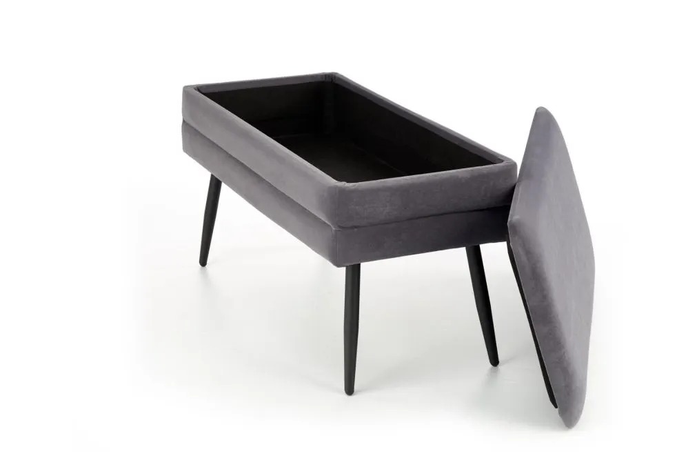 Ławka VELVA VELVET szara z pojemnikiem w stylu loft | MIRAT. styl LOFT