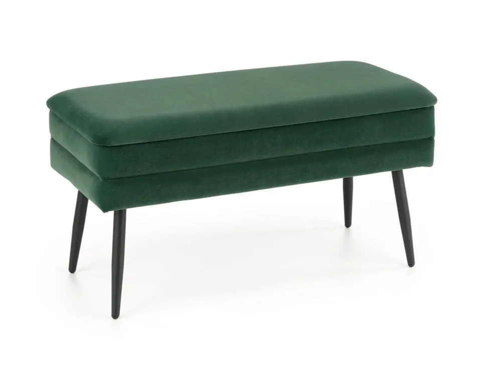 Ławka VELVA VELVET ciemnozielona z pojemnikiem w stylu loft | MIRAT. styl LOFT