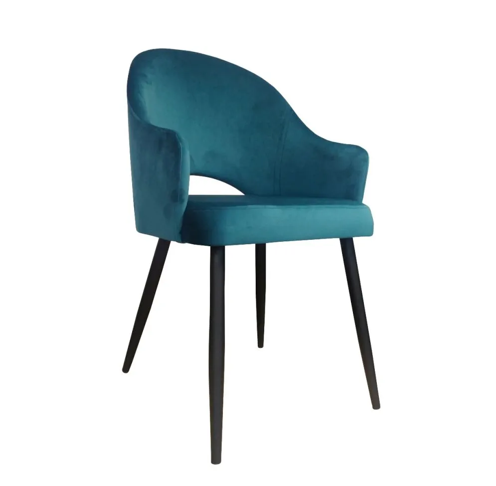 Krzesło JENISEJ VELVET morskie tapicerowane aksamitem | MIRAT. styl GLAMOUR