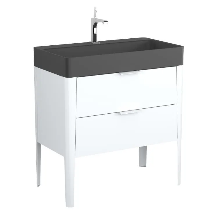 Umywalka meblowa kwarcowa VIBE 80 cm czarna mat z otworem | MIRAT