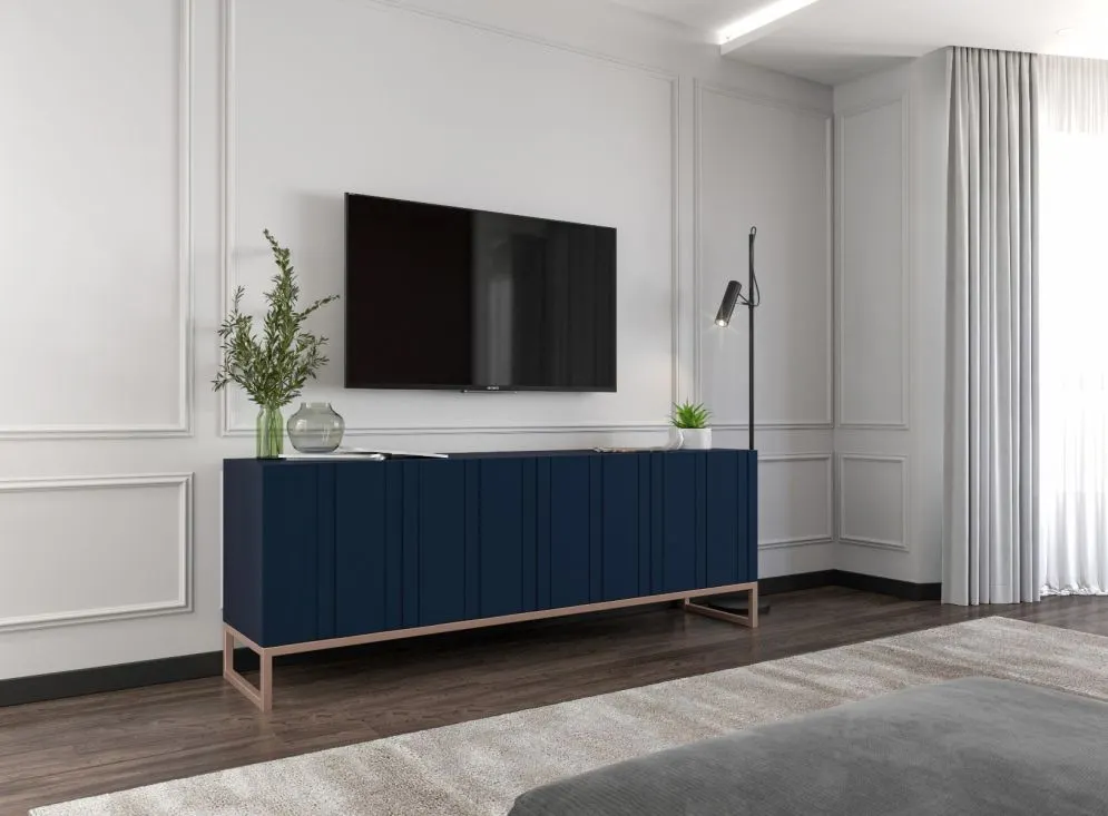 Szafka RTV TAL 150 granatowa mat MEBLE LINDNER | MIRAT. w stylu GLAMOUR, LOFT kolekcja TAL