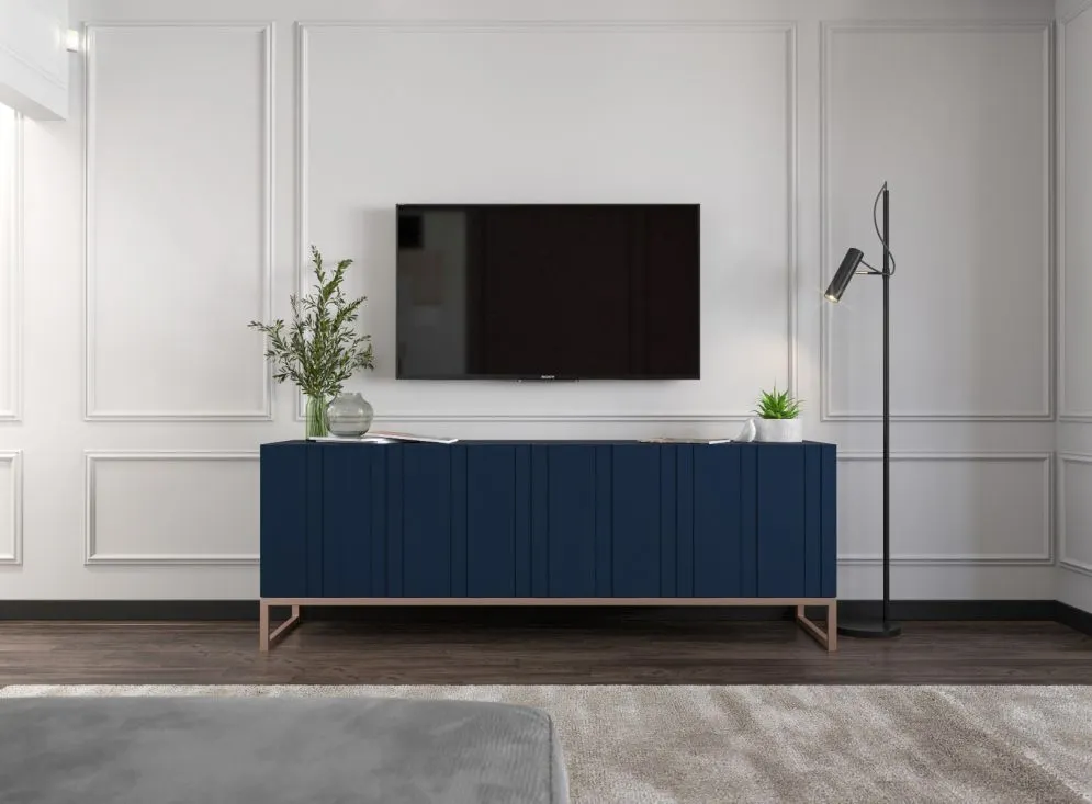 Szafka RTV TAL 150 granatowa mat MEBLE LINDNER | MIRAT. w stylu GLAMOUR, LOFT kolekcja TAL