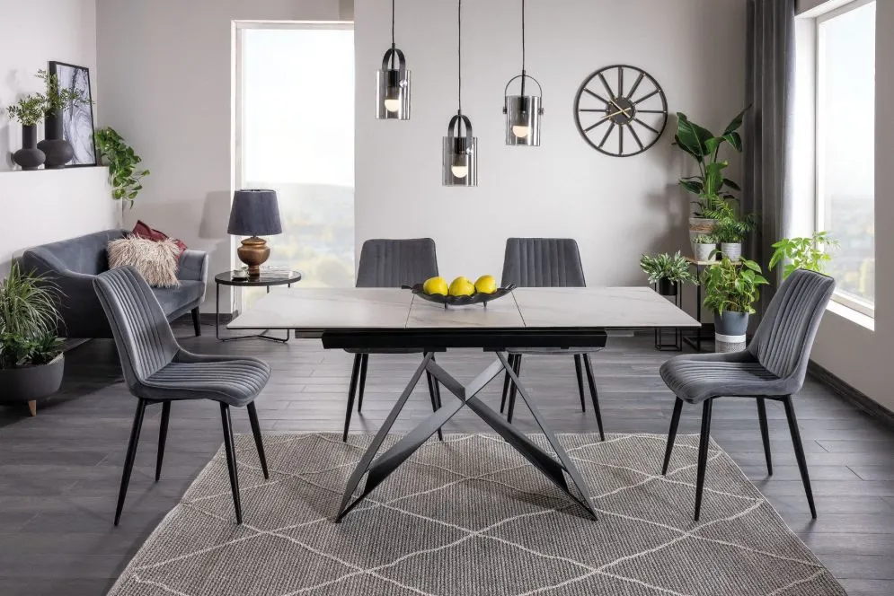 Stół rozkładany WESTIN SC 120(160)x80 biały marmur/czarny mat designerski | MIRAT. w stylu  kolekcja