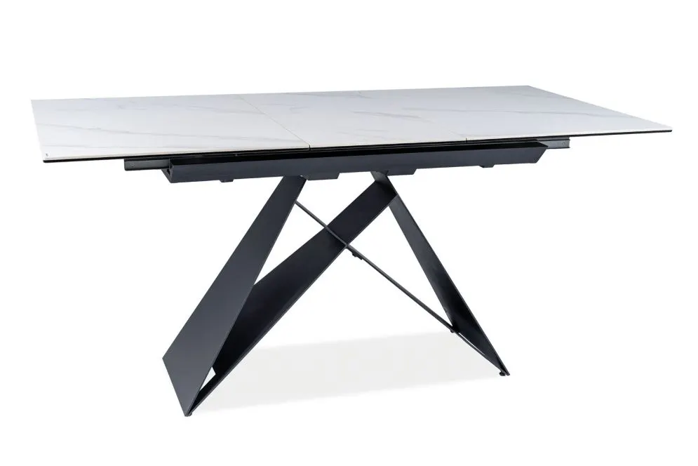 Stół rozkładany WESTIN SC 120(160)x80 biały marmur/czarny mat designerski | MIRAT. w stylu  kolekcja