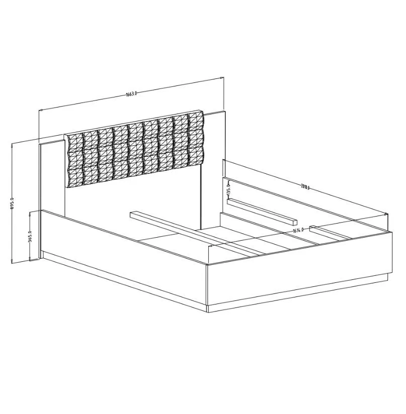 Łóżko SIGMA 160x200 dąb flagstaff srebrny/czarny mat loftowe I sklep meblowy MIRAT. styl LOFT, SKANDYNAWSKI