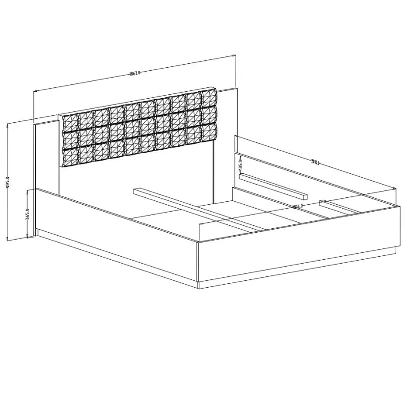 Łóżko SIGMA 180x200 dąb flagstaff miedziany/czarny mat z pojemnikiem I sklep meblowy MIRAT. styl LOFT, SKANDYNAWSKI