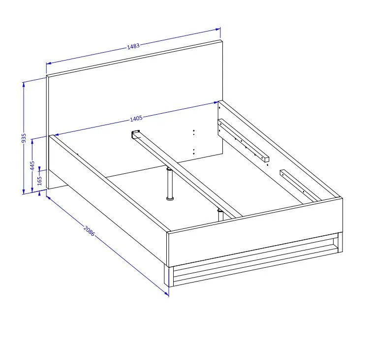 Łóżko HALLE 140x200 dąb wotan mat/czarne z pojemnikiem I sklep meblowy MIRAT. styl LOFT, SKANDYNAWSKI