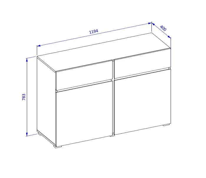 Komoda CROSS 2D2S 119cm dąb wotan/czarna skandynawska I sklep meblowy MIRAT. styl SKANDYNAWSKI kolekcja HV-CROSS