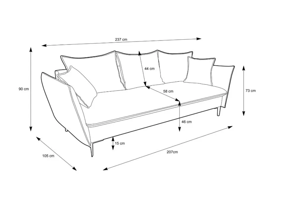 Sofa rozkładana BOSS kremowa na metalowych nogach I sklep meblowy MIRAT.