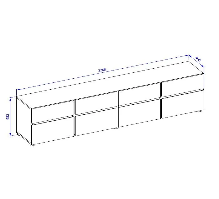 Szafka RTV CROSS 4K4S 225cm biała/czarna z szufladami I sklep meblowy MIRAT. styl SKANDYNAWSKI kolekcja HV-CROSS