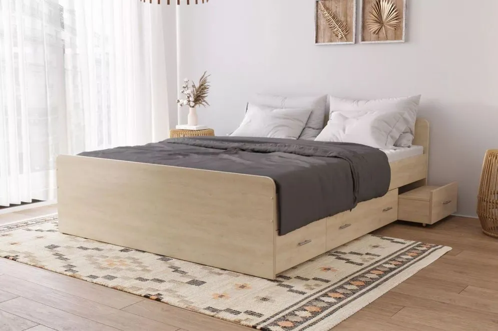 Drewniane łóżko 80262 140x200 dwuosobowe z 6 szufladami | MIRAT.