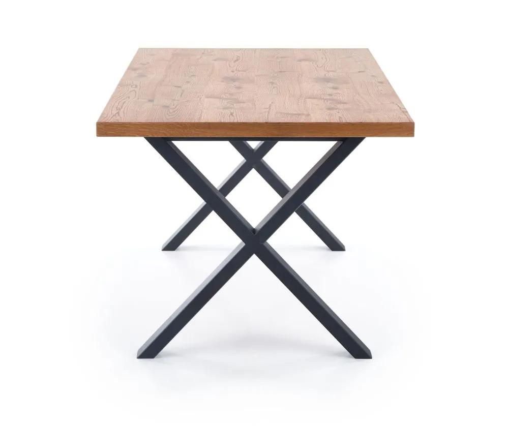 Stół XAVIER 160(250)x90 jasny dąb/czarny rozkładany z naturalnym drewnem | MIRAT. w stylu LOFT kolekcja