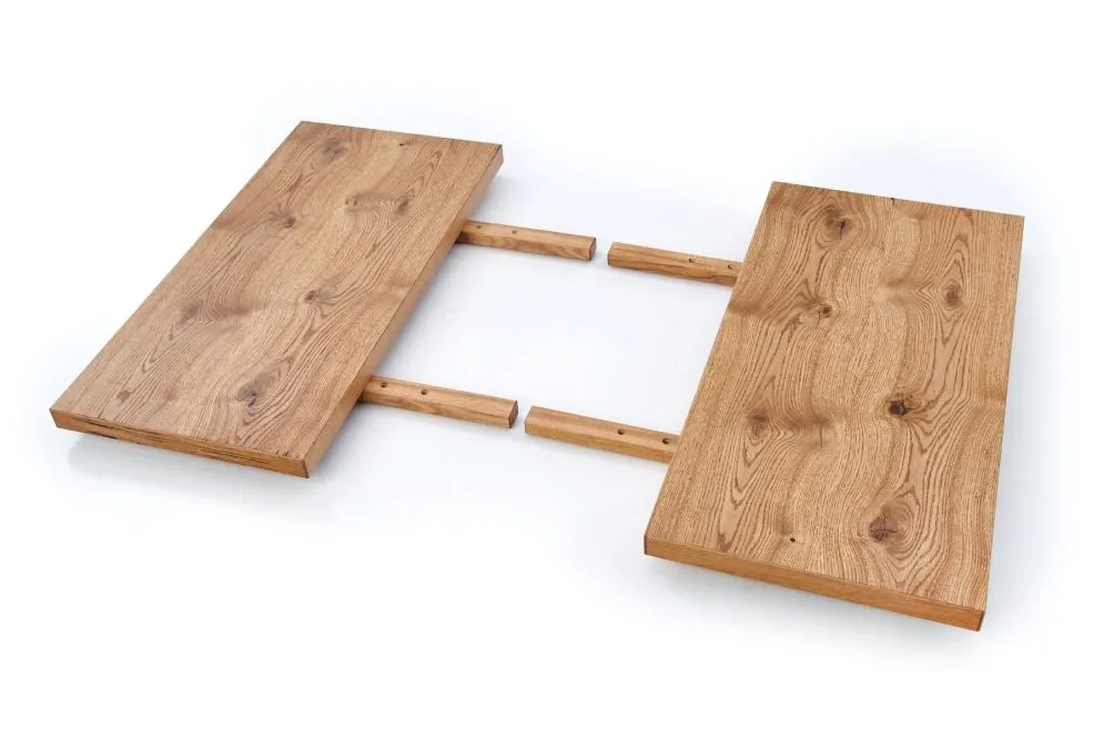 Stół XAVIER 160(250)x90 jasny dąb/czarny rozkładany z naturalnym drewnem | MIRAT. w stylu LOFT kolekcja