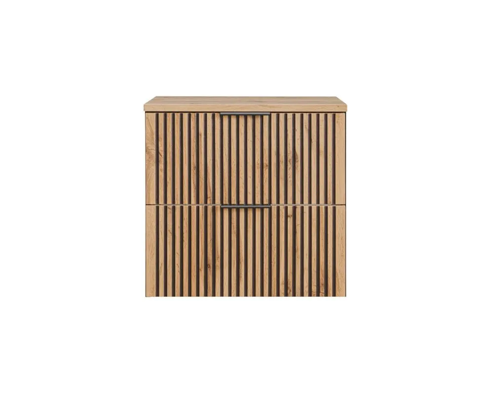 Szafka pod umywalkę BLACK WOTAN 82 60cm czarna/dąb ryflowane fronty I sklep meblowy MIRAT. styl LOFT, RYFLOWANY