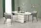 Biały lakierowany stół do salonu rozkładany na jednej białej nodze ASPEN