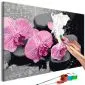 Obraz do samodzielnego malowania - Orchidea i kamienie zen (czarne tło) | MIRAT. w stylu  kolekcja