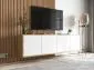 Szafka RTV NILA 4 150 dąb wotan/biała mat z półkami | MIRAT. styl LOFT kolekcja NILA