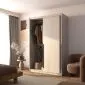 Szafa przesuwna SELLY BOX 140cm kaszmirowa z szufladami, półkami i drążkami I sklep meblowy MIRAT.