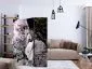 Parawan dwustronny Kwiaty 135x172 cm 3-częściowy czarny | MIRAT.