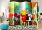 Parawan akustyczny Kwiaty 225x172 cm 5-częściowy szary | MIRAT.