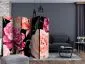 Parawan jednostronny Kwiaty 225x172 cm 5-częściowy czarny | MIRAT.