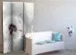 Parawan dwustronny Kwiaty 135x172 cm 3-częściowy szary | MIRAT.