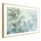 Plakat Miętowe liście 60x40 cm z ramą złotą z marginesem | MIRAT.