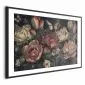 Plakat Kwiaty na turkusowym tle 42x29,7 cm z ramą czarną z marginesem | MIRAT.