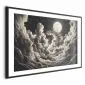 Plakat Księżyc wśród chmur 90x60 cm z ramą czarną z marginesem | MIRAT.