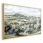 Plakat Pejzaż z polami 90x60 cm z ramą złotą bez marginesu | MIRAT.