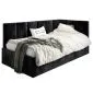 Łóżko młodzieżowe AURA 80x200 czarne z tapicerowanym panelem i skrzynią na pościel I MIRAT.
