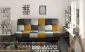 Sofa rozkładana z funkcją spania CAYO VELVET czarna/szara/żółta z pojemnikiem | MIRAT.