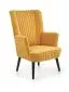 Fotel do salonu DELGADO VELVET musztardowy na drewnianych nogach | MIRAT. styl LOFT