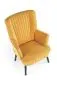 Fotel do salonu DELGADO VELVET musztardowy na drewnianych nogach | MIRAT. styl LOFT