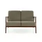 Sofa MILANO 2S oliwkowa/orzech dwuosobowa drewniany stelaż I sklep meblowy MIRAT. styl SKANDYNAWSKI, VINTAGE