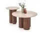 Designerski stolik kawowy DOROTEA 80x80 trawertyn/orzechowy I sklep meblowy MIRAT.