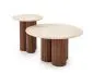 Designerski stolik kawowy DOROTEA 80x80 trawertyn/orzechowy I sklep meblowy MIRAT.