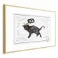 Plakat Kot w koronie 30x21 cm z ramą złotą z marginesem | MIRAT.