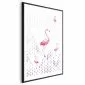 Plakat Rodzina flamingów 21x30 cm z ramą czarną z marginesem | MIRAT.