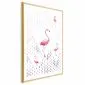 Plakat Rodzina flamingów 21x30 cm z ramą złotą z marginesem | MIRAT.