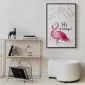 Plakat Hi flamingo 40x60 cm z ramą czarną z marginesem | MIRAT.