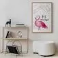 Plakat Hi flamingo 60x90 cm z ramą złotą z marginesem | MIRAT.