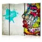 Parawan dwustronny Street art 225x172 cm 5-częściowy szary | MIRAT.