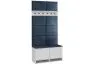 Szafka na buty z siedziskiem tapicerowanym i wieszakiem DUBAI biała/granatowa I sklep meblowy MIRAT. styl LOFT, SKANDYNAWSKI