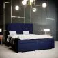 Łóżko kontynentalne TUTO 160 ciemno niebieskie velvet z pojemnikiem i materacem | MIRAT. styl GLAMOUR