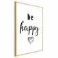 Plakat Be happy 40x60 cm z ramą złotą bez marginesu | MIRAT.